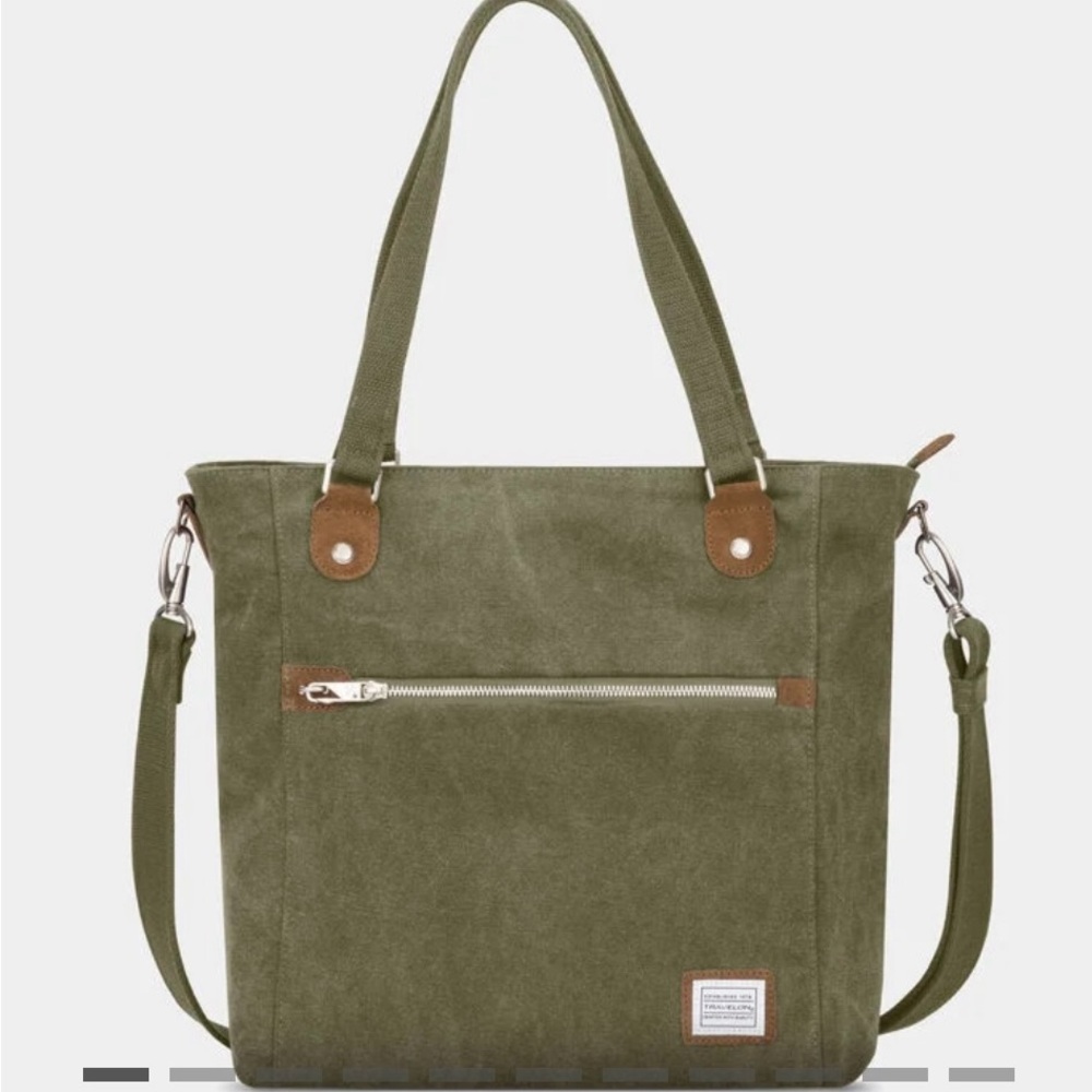 TRAVELON Tote Bag in Olive with Removable Shoulder Strap